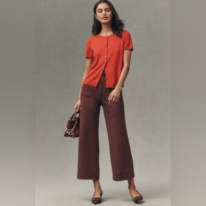 Anthropologie Red and Brown Wide Leg Pants